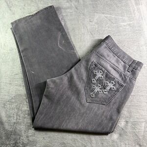 Vintage Avirex Jeans Mens 36x34 (36x32) Gray Denim Wide Leg Studded Skater Y2K